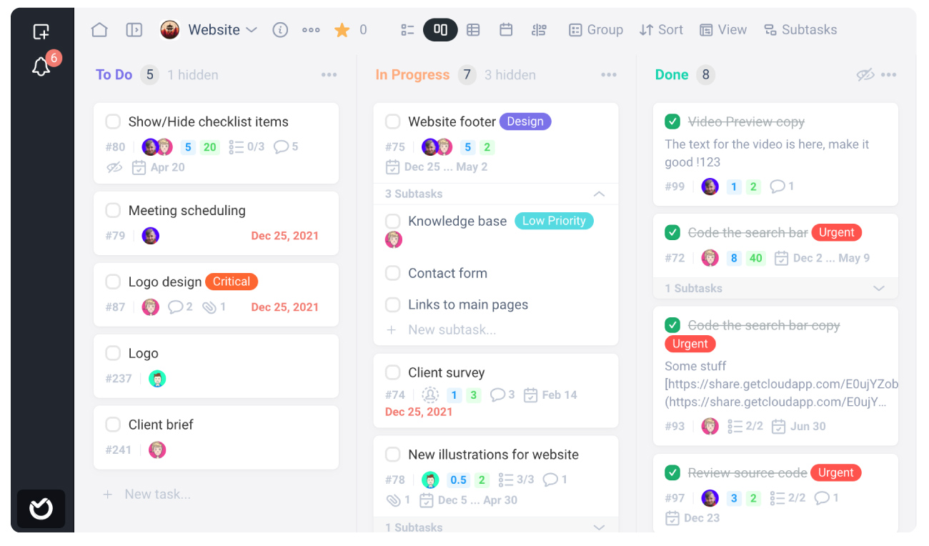 Real-time presence in projects and tasks